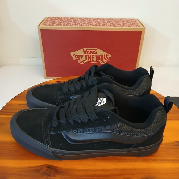 Vans Other - Vans Knu Skool Shoes Mens 11 Triple Black Suede Skater Sneakers Chunky Casual